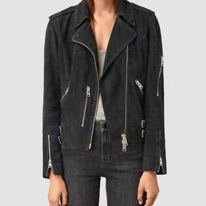 All Saints Suede Biker Jacket US 2